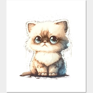 Big Eyed Cutie Fluffball Cat Posters and Art